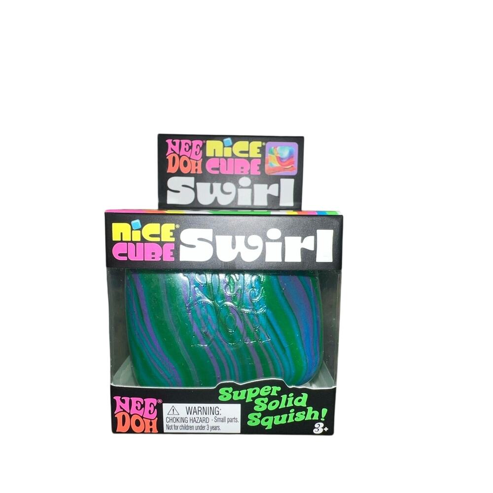 NeeDoh Nice Cube Swirl - Super Solid Squish Sensory Fidget Toy | GREEN  -  NIB!